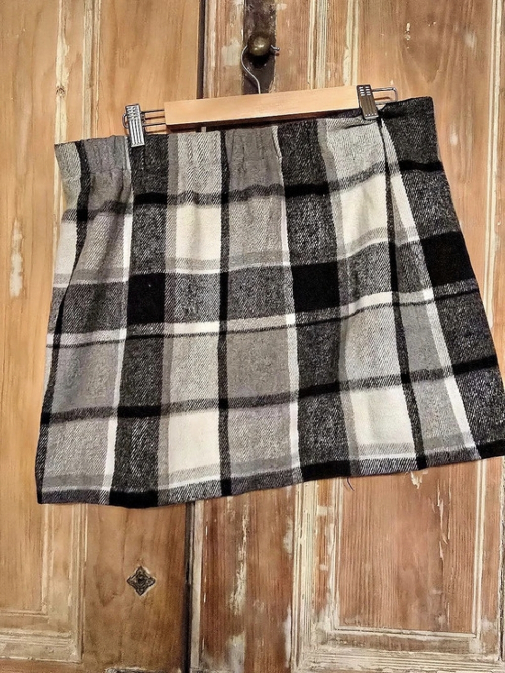 Plaid Mini Skirt in Gray & Black